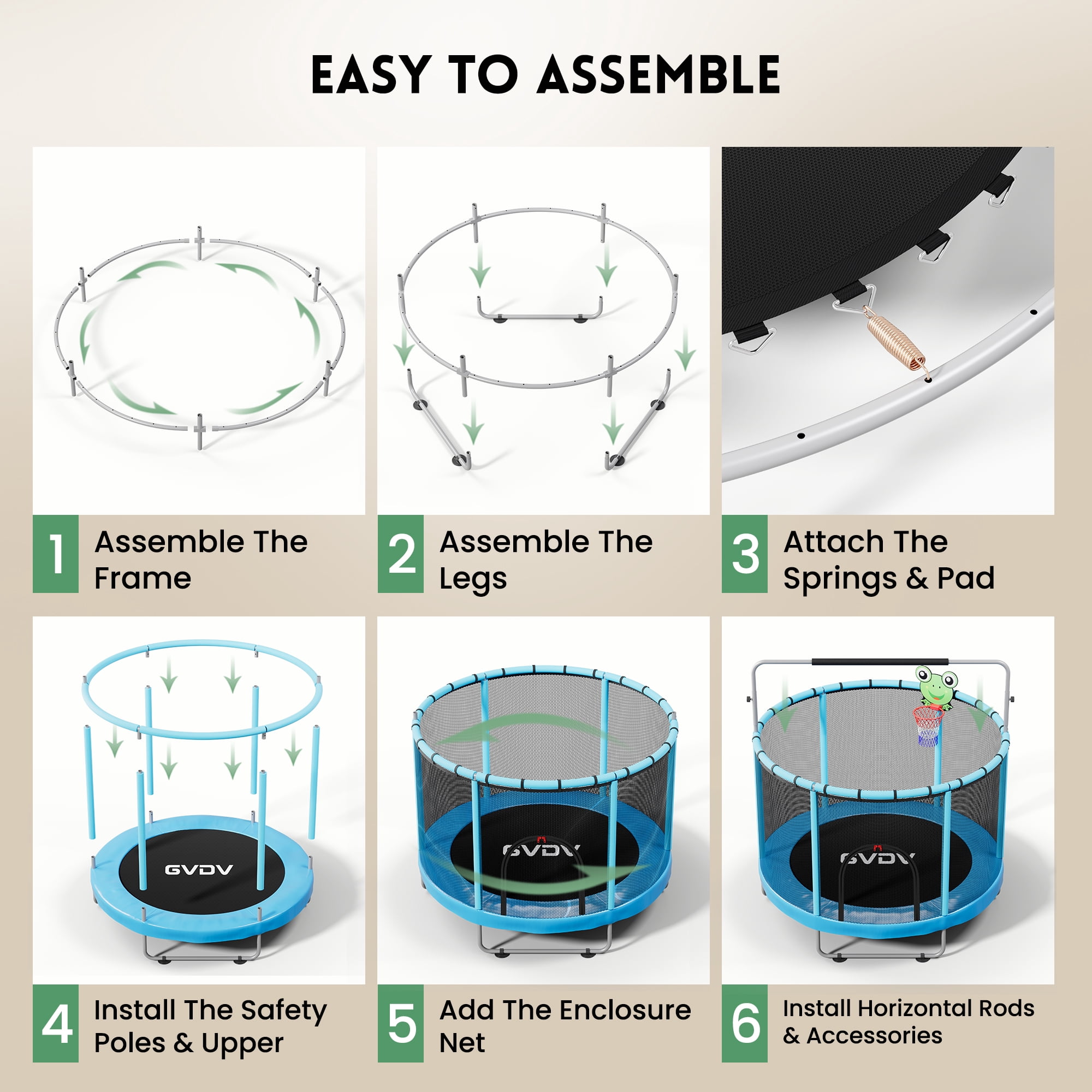 Trampoline for Kids, 60" Toddler Mini Trampoline with Enclosure Net, Basketball Hoop