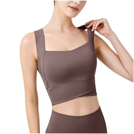ATOYSOY Women s Seamless Tank Tops Sports Bra Everyday Bra Camisoles Clearance Underwear Breathable Comfort Bra Push Up Yoga Running Activewear Thin Lightly Wireless Brown L