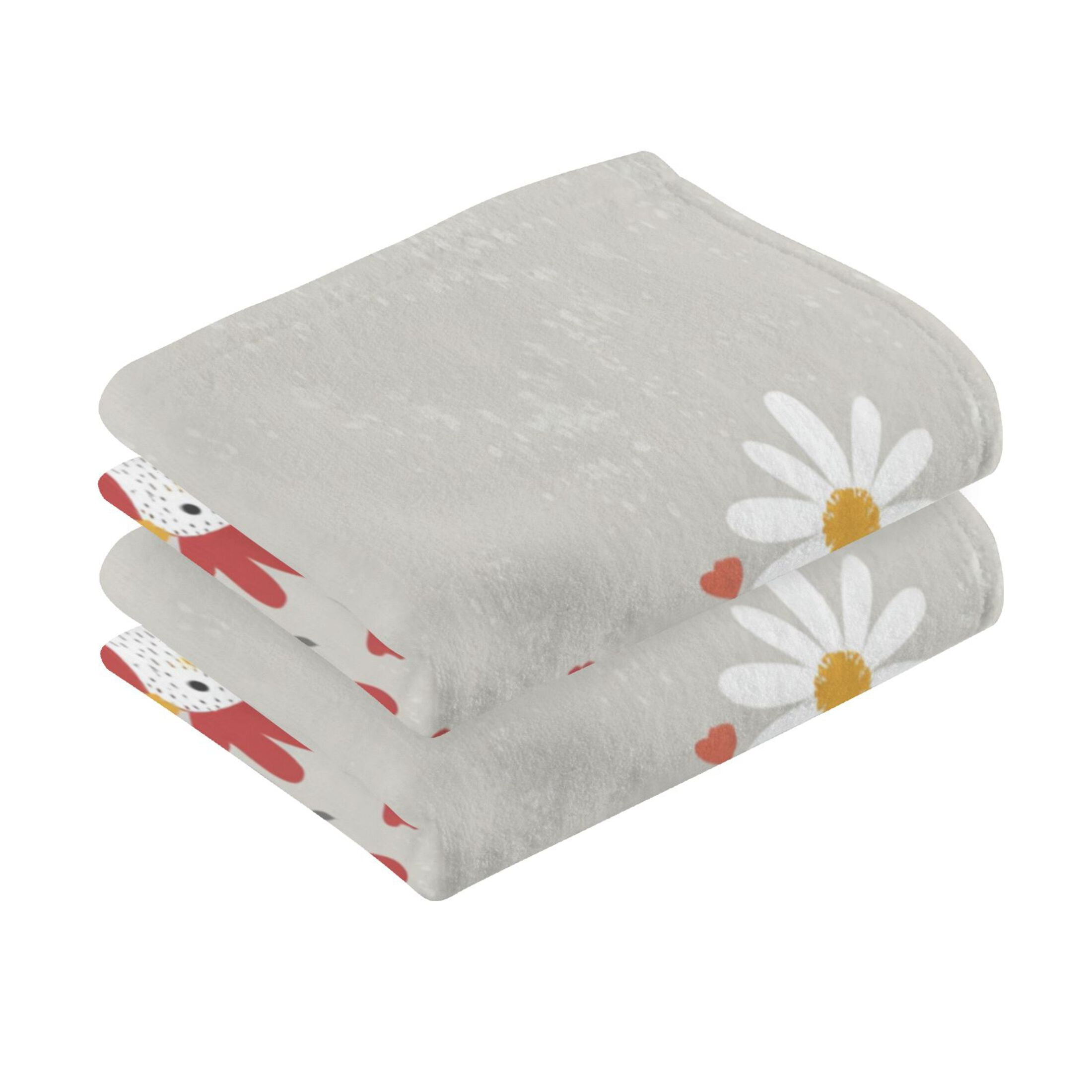 2 Pcs Absorbent Face Towel Bath Hand Towels Soft Breathable Cotton Towel Set for Bathroom Kitchen Hotel Spa Decor Black and White Chick