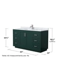thumbnail image 5 of Wyndham Collection Miranda 60" Plywood Single Bathroom Vanity in Green/Nickel, 5 of 6
