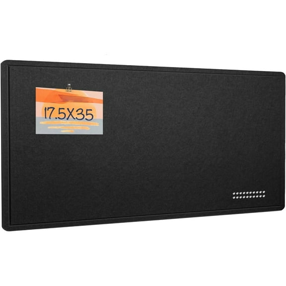 Bulletin Board, 35 x 17 1/2 inches Felt Board - Decorative Pin Board, Cork Board Alternative for Wall, Foldable Picture Board Self-Adhesive Vision Board Prayer Board with 20 Pushpins Black