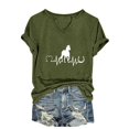 thumbnail image 2 of ALLLIST Summer Women's Tops Short Sleeve V Neck T-Shirts Fashion Green Animal Print Shirts Tops for Ladies, 2 of 6