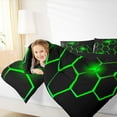 thumbnail image 4 of jejeloiu Modern Abstract Geometric Full Size Comforter Sets,Neon Honeycomb Hexagon Bedding Comforter Set,Green Black Bedding Sets For Boys Kids,Microfiber Bedroom Decor Reversible,3-Piece, 4 of 8
