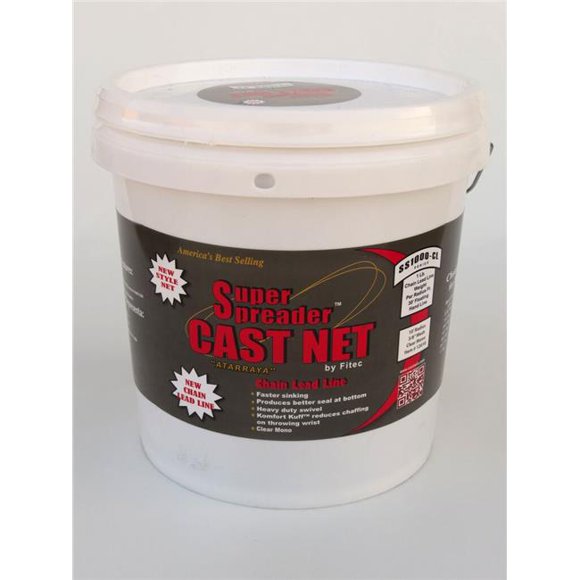Super Spreader 12712 12 ft. x 1 in. Mesh, SS1000-CL Chain Leaded Cast Net Clear, 1 lb wt