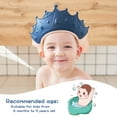 thumbnail image 2 of Adjustable Silicone Shower Cap for Kids, 0-9 Years Eye & Ear Protection Visor Hat, Adorable Crown Design for Fun Bath Time, blue, 2 of 6