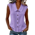 thumbnail image 3 of SROBPTY Womens Tank Tops Solid Collared Button Front Sleeveless Summer Shirts for Daily Wear, 3 of 5