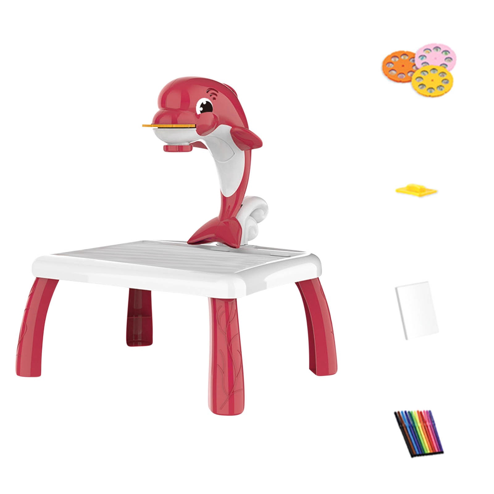 ​Drawing Projector for Kids Ages 3-8 ,Tracing Toy w/ 3 Slides & Reusable Sketchpad - Educational Art Set with Music & Light​​ Pink