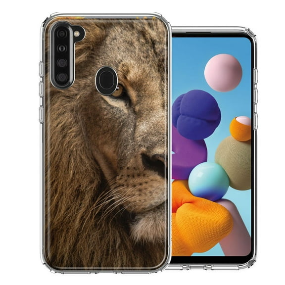 MUNDAZE For Samsung A21 Lion Face Nosed Design Double Layer Phone Case Cover