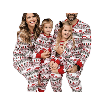 

AMILIEe Family Matching Christmas Pajamas Sets Long Sleeve Cartoon Print Romper/Tops Pants Sleepwear Set
