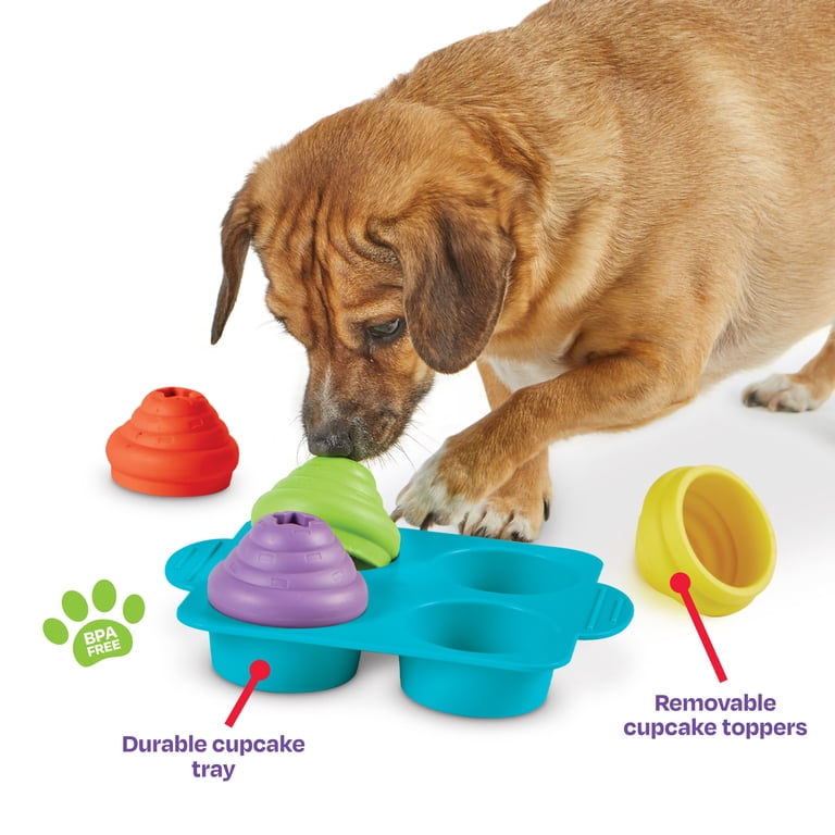 Brightkins Interactive Treat Puzzle Dog Toy Cupcake Style with