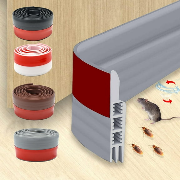 Under Door Draft Stopper, Adjustable Door Sweep Non-Collision Strong Adhesive Weather Stripping Tape Soundproof Draught Stoppers, 1.97*39.37*0.39 Inch