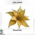 thumbnail image 3 of 9.8" Poinsettia Artificial Flowers Gold Christmas Flower Decorations with Clips and Stems, Glitter Christmas Tree Ornaments for Xmas New Year Wedding Party, 3 of 5