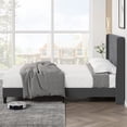 thumbnail image 3 of HA-EMORE Bed Frame with Headboard, Upholstered Bed Frame Queen Size with Tufted Headboard and Wingback, No Box Spring Needed, Easy Assembly, Strong Wood Slat Support, 3 of 9