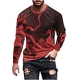 thumbnail image 1 of Blusas y camisas de manga larga con cuello redondo para hombre, blusa informal de manga larga con cuello redondo y estampado de rayas, blusa de poliéster para hombre, 1 of 4