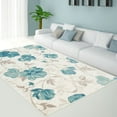 thumbnail image 2 of Ladole Rugs Inspiration Collection Begonia Machine Made Floral Pattern Area Rug Carpet in Blue Cream, 5x8 (5'3" x 7'6", 160cm x 230cm), 2 of 4