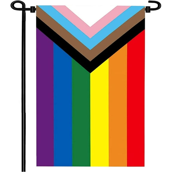 Flagwin Progress Gay Pride LGBTQ Yard Garden Flag 12x18 Inch, Double Sided Rainbow LGBTQ Bisexual Flags for Decoration