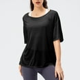 thumbnail image 2 of AherBiu Workout Tops for Women Short Sleeve Lightweight See Through Coverup Top Round Neck T-Shirt, 2 of 5