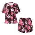 thumbnail image 4 of Naloa Rose Flowers Women's Short-Sleeved Pajama Set, Loungewear, Summer pajamas, Breathable Cozy - Large, 4 of 9