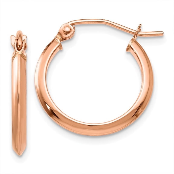 14k Rose Gold 2.5mm Knife Edge Hoop Earrings - 1.5 Grams - Measures 15x15mm