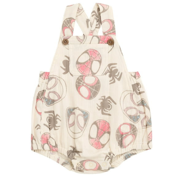 Marvel Spidey and His Amazing Friends Spider-Man Miles Morales Ghost-Spider Cotton Gauze Matching Family Short Overalls Newborn to Infant