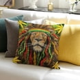 thumbnail image 3 of BANET Short Plush Throw Pillow Covers, Soft Square Throw Pillowslip Double Sided Print, Weedleaf farian Reggae Lion Cushions Pillowcase 22x22in, 3 of 5