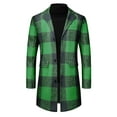 thumbnail image 5 of INSPIRE CHIC Plaid Overcoat for Men's Notch Lapel Color Block Formal Checked Coat Green Black 2XL, 5 of 5