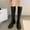 Black, variant on Tejiojio Women Boots Retro Shoes Casual Flat Boots Plus Size Mid Calf Zipper Boots