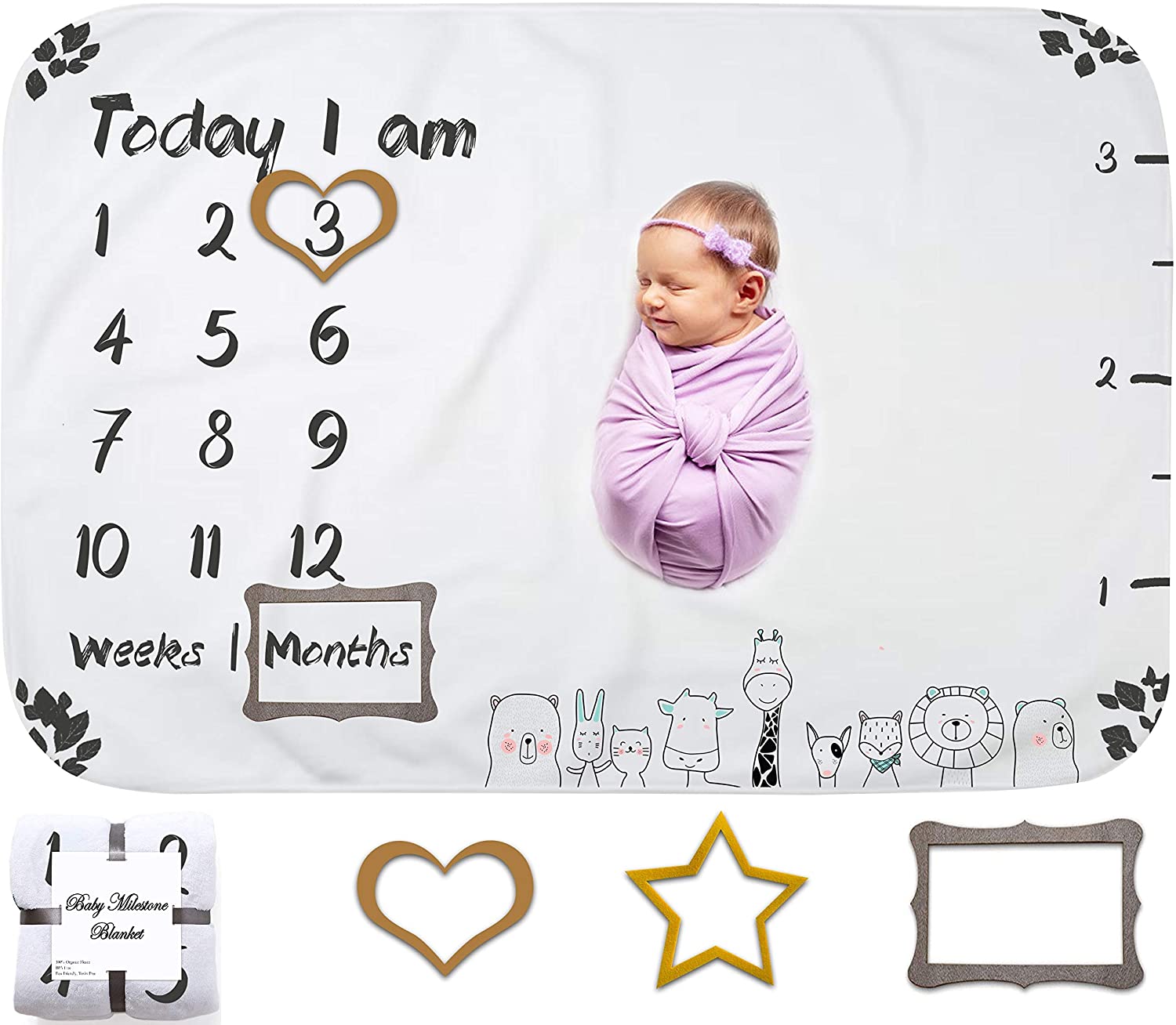 OupsTech Milestone Blanket, Baby Age Blanket, Monthly Baby ...