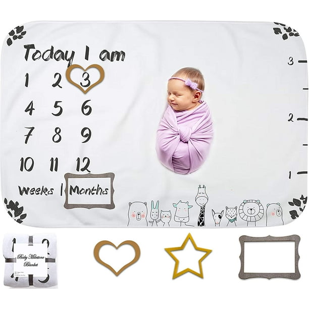 OupsTech Milestone Blanket, Baby Age Blanket, Monthly Baby Blanket Boy