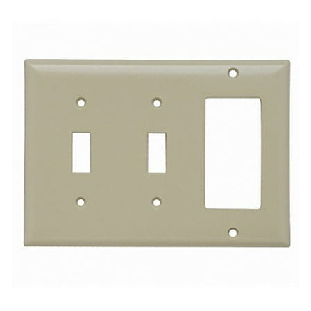 Pass & Seymour Legrand SP226-I 3-Gang Combination Toggle Light Switch & Decorator GFCI Rocker Wall Plate, Standard Size Cover, Thermoset Plastic, Ivory