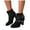 Black, variant on Ankle Boots for Women Fashion Buckles Round Toe Block Heeled Booties Retro Dress Pumps