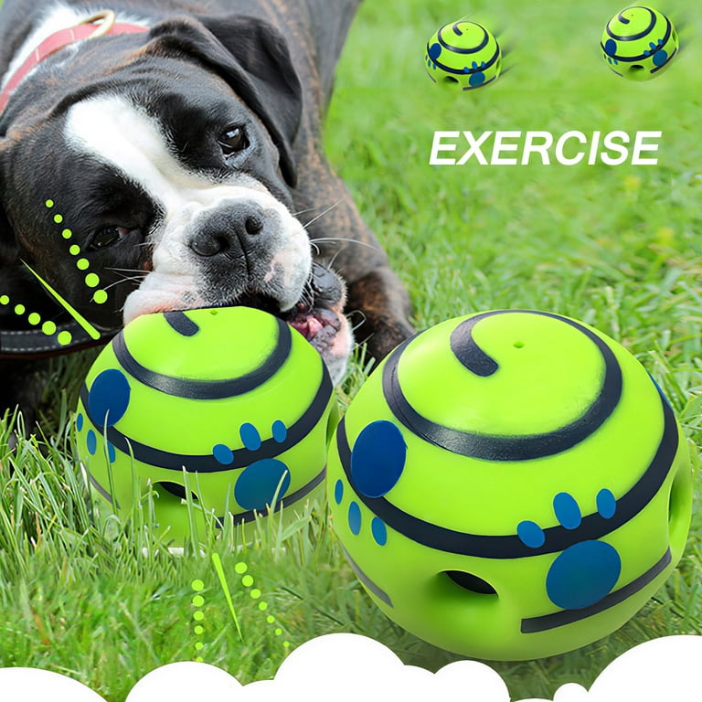 Petbobi Dog Toys Interactive Plush Giggle Ball Squeak Crazy Bouncer Toy for  Pets, Blue
