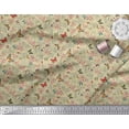 thumbnail image 3 of Soimoi Beige Japan Crepe Satin Fabric Flower & Butterfly Print Fabric by Yard 42 Inch Wide, 3 of 3