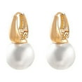 thumbnail image 2 of Eosunjian 1 Pair Hoop Earrings Elegant Temperament Minimalist Geometric Electroplating Decorative Gift Women Faux Pearl Dangle Earrings Eardrop Jewelry Fashion Accessory White, 2 of 13