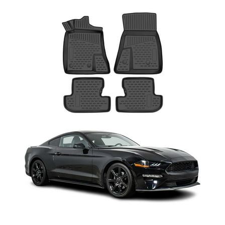OMAC Floor Mats Liner for Ford Mustang 2015-2023 Rubber TPE Black 4Pcs