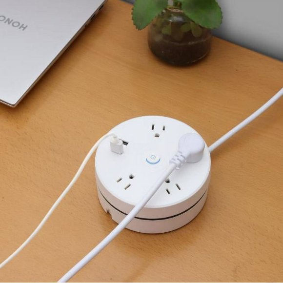 AMERTEER Retractable Power Space Saving Power Surge Protector - 4 Socket Flat Plug Strip  with Smart 2 USB  70.8 inch Long Extension Cable Suitable for Travel or Home Use