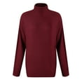 thumbnail image 5 of DondPO Sweaters for Women Turtleneck Sweater Women Womens Half Turtleneck Long Sleeve Pullover Sweater Solid Color Temperament Knit Top Long Sleeve Shirts Womens Tops Red 2 M, 5 of 5