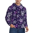 thumbnail image 2 of Picia Christmas Purple Snowflakes Pattern Casual Men's Hoodie - Lightweight Hooded Sweatshirt with Kangaroo Pocket, Comfortable Pullover for Everyday, Travel-3X-Large, 2 of 7