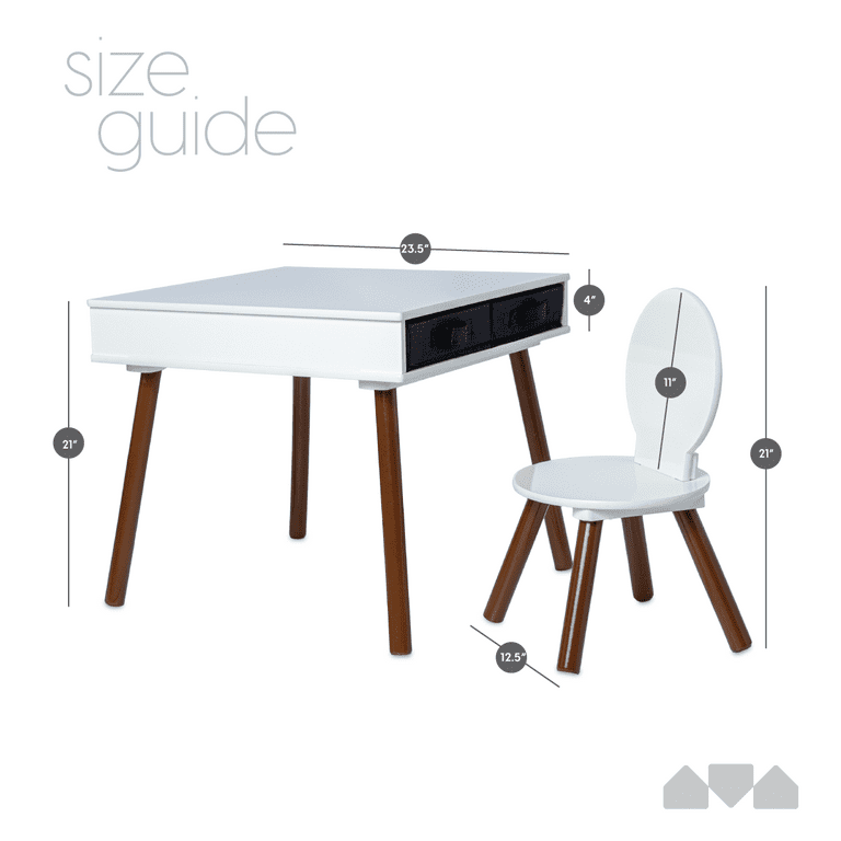 Milliard Kids Modern Table and Chair Set Wooden with Storage