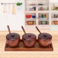 thumbnail image 3 of Wood Spice Jar, Durable Bamboo Wood Retro Kitchen Cruet Seasoning Pots, Set Of 3 For Seasoning Pot, Salt Coffee, Sugar Househeld Use Home, Kitchen, Counter, 3 of 8