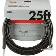 Fender Professional Series Instrument Cables, Straight/Angle, 25', Black
