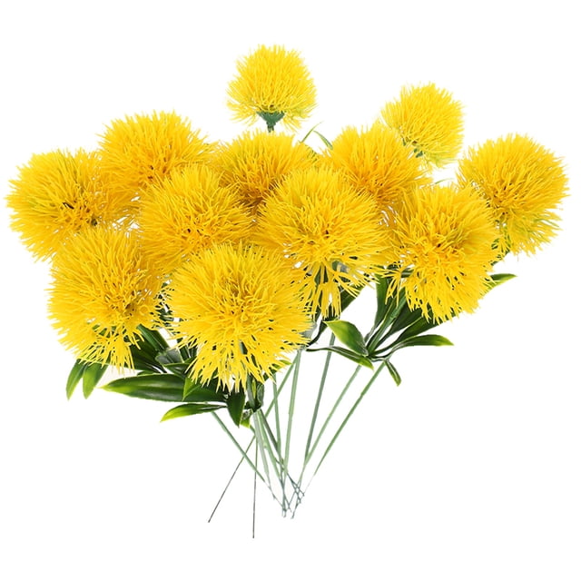 Ramo de 15 flores artificiales de diente de león, flores de plástico para decoración de bodas y del hogar.
