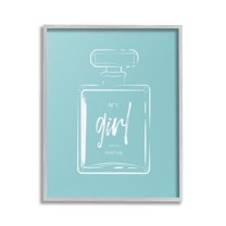 Stupell Industries Perfume Bottle on Blue Beauty & Fashion Painting Gray Framed Art Print Wall Art, 16 x 20