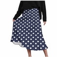 thumbnail image 2 of Summer Maxi Skirts for Women Satin Fashion Boho Long Skirt Trendy Floral High Waist A Line Beach Skirt Vacation Outfit Navy S, 2 of 7