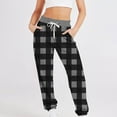 thumbnail image 2 of GA WEIHUA Comfy Sweatpants for Women Plaid Print Sweatpant Fall Loose High Waisted Trousers Pocketed Casual Sweat Pants(Black,Small), 2 of 5