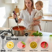 LINKChef Immersion Blender, 1000W 20-Speed 5-in-1 Hand Blender with Turbo Mode, Scratch-Resistant Stick Blender for Baby Food, Ice & Smoothie(Black)