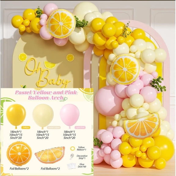 115pcs Lemon Balloon Kit, Different Sizes Pack for Birthday Graduation Baby Shower Valentines Christmas Wedding Party Decorations，Style 1