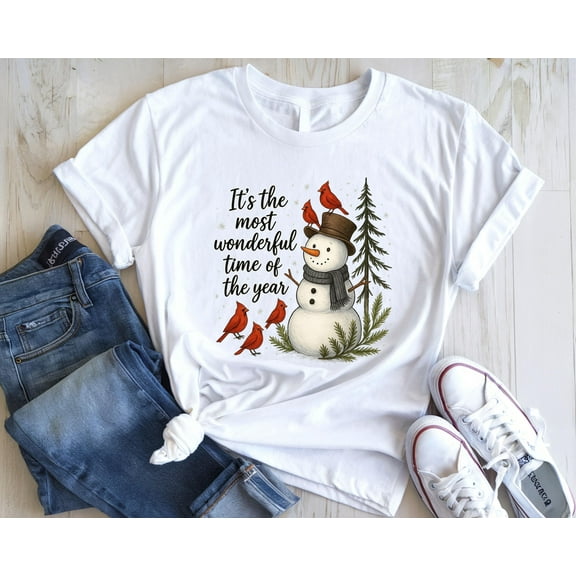 SEIKEMS Snowman Christmas Shirt For Women, It's The Most Wonderful Time T-Shirt, Cute Holiday Snowman Tee, Xmas Shirt, Funny Christmas Gift Top