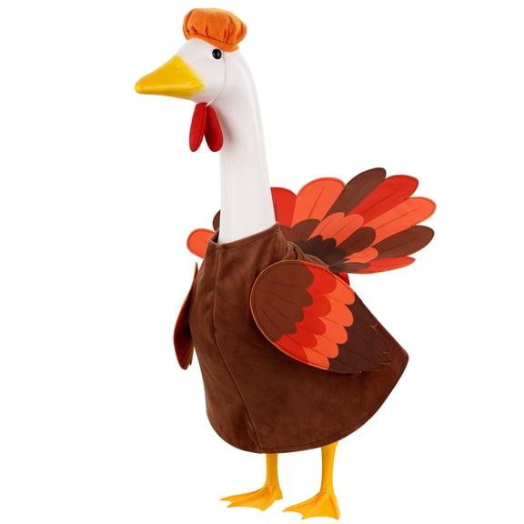 Thanksgiving Turkey Goose Outfit, Thanksgiving Yard Goose Clothes Silly Lawn Costume for 23''H, Thanksgiving Decorations Outdoor Garden Decor