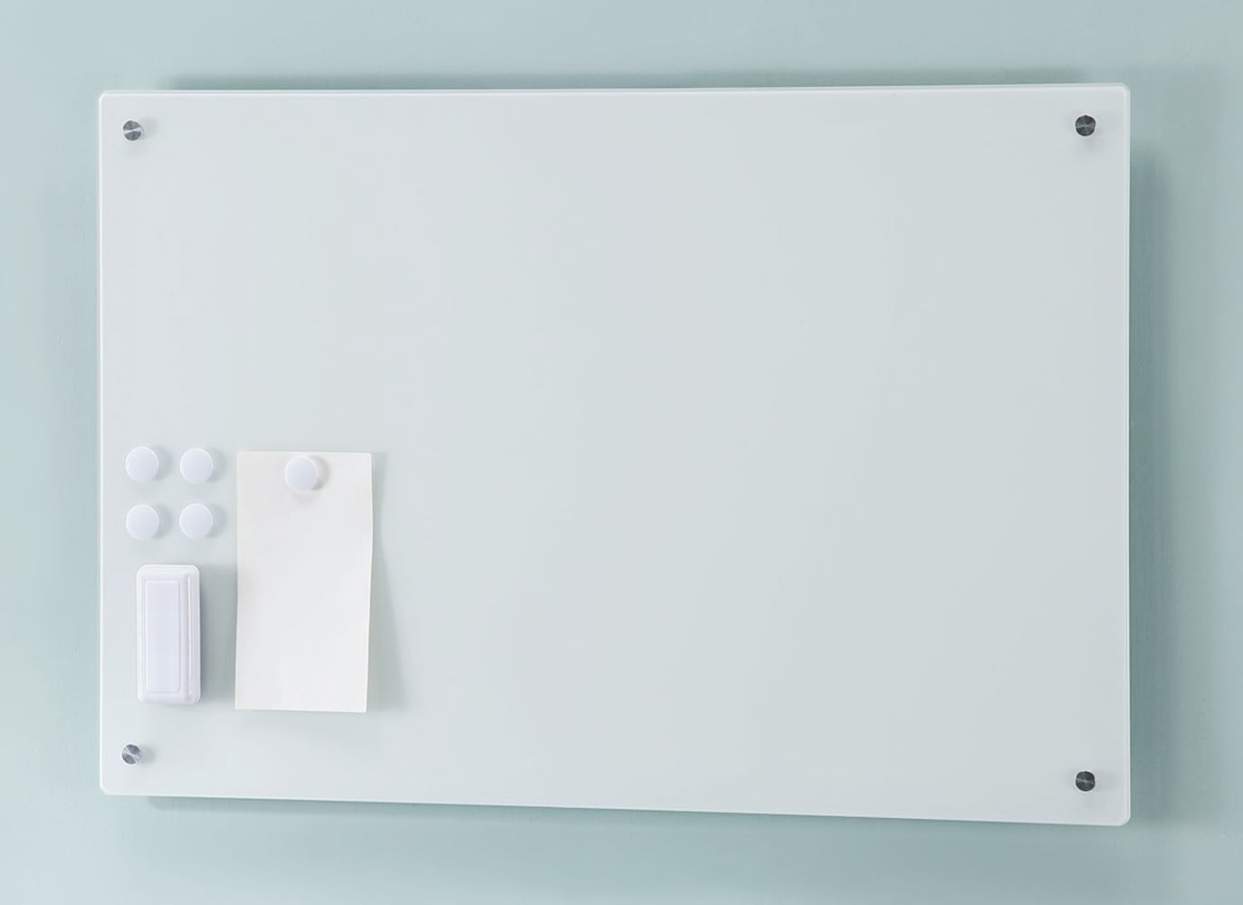Magnetic Glass Dry-Erase Whiteboard Set - 24" x 36" - Includes Magnets, and Aluminum Marker Tray